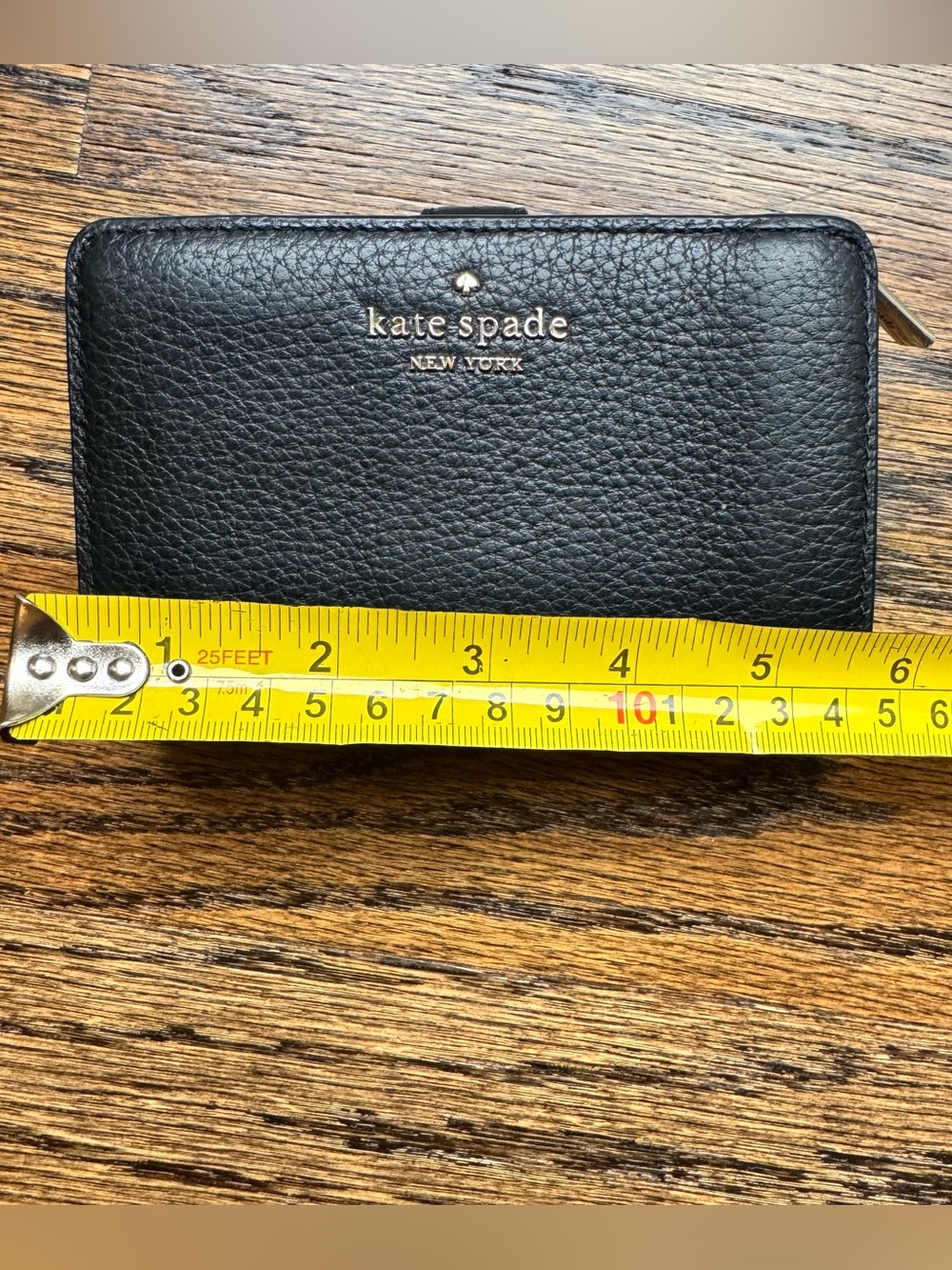 Kate Spade Black Pebbled Leather Zip Around Bifold Medium Wallet - Picture 2 of 10